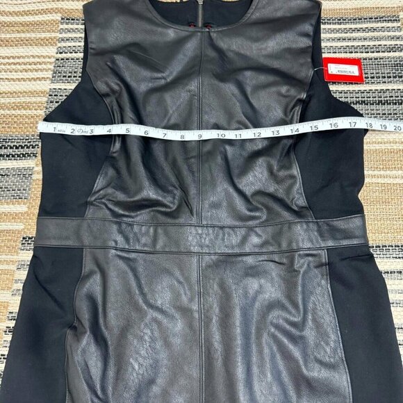 Spanx Women Leather-Like Combo Fitted Dress Sleeveless Luxe Black Size XL - Picture 11 of 14
